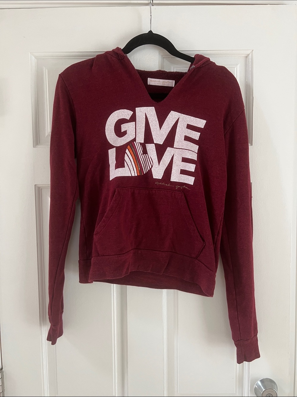 Spiritual Gangster Maroon GIVE LOVE Hooded Sweatshirt